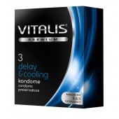 Презервативы VITALIS PREMIUM delay   cooling с охлаждающим эффектом - 3 шт. - Vitalis - купить с доставкой в Комсомольске-на-Амуре