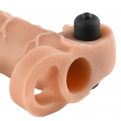 Телесная вибронасадка с кольцом Vibrating Real Feel 2 Extension - 16 см. - Pipedream - в Комсомольске-на-Амуре купить с доставкой