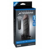 Чёрная вибронасадка с кольцом Vibrating Real Feel 2 Extension - 16 см. - Pipedream - в Комсомольске-на-Амуре купить с доставкой
