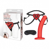 Красный поясной фаллоимитатор Red Heart Strap on Harness   5in Dildo Set - 12,25 см. - Lux Fetish - купить с доставкой в Комсомольске-на-Амуре