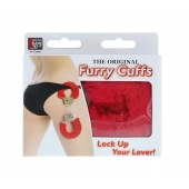 Металлические наручники с красной меховой опушкой METAL HANDCUFF WITH PLUSH RED - Dream Toys - купить с доставкой в Комсомольске-на-Амуре