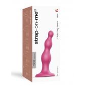 Розовая насадка Strap-On-Me Dildo Plug Beads size S - Strap-on-me - купить с доставкой в Комсомольске-на-Амуре