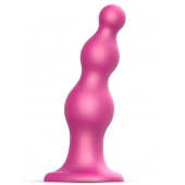 Розовая насадка Strap-On-Me Dildo Plug Beads size S - Strap-on-me - купить с доставкой в Комсомольске-на-Амуре
