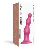 Розовая насадка Strap-On-Me Dildo Plug Beads size L - Strap-on-me - купить с доставкой в Комсомольске-на-Амуре