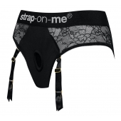 Черные трусики для насадок Diva Lingerie Harness - size M - Strap-on-me - купить с доставкой в Комсомольске-на-Амуре