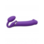 Фиолетовый безремневой вибрострапон Silicone Bendable Strap-On - size XL - Strap-on-me - купить с доставкой в Комсомольске-на-Амуре