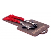 Металлические зажимы на соски с красными замшевыми кисточками - Crazy Handmade - купить с доставкой в Комсомольске-на-Амуре