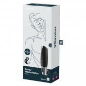 Черный мастурбатор с вибрацией Power Masturbator - Satisfyer - в Комсомольске-на-Амуре купить с доставкой