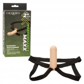 Телесный фаллопротез из силикона Extension with Harness - 15,75 см. - California Exotic Novelties - купить с доставкой в Комсомольске-на-Амуре