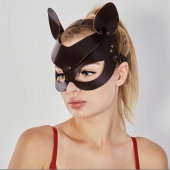 Коричневая кожаная маска  Кошечка - Sitabella - купить с доставкой в Комсомольске-на-Амуре