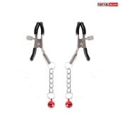 Серебристые зажимы на соски с шариками на цепочках - Notabu - купить с доставкой в Комсомольске-на-Амуре