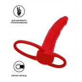 Красная насадка на пенис для двойного проникновения Black Red - 16,5 см. - ToyFa - купить с доставкой в Комсомольске-на-Амуре