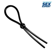 Черное силиконовое лассо с шариком для утяжки - Sex Expert - в Комсомольске-на-Амуре купить с доставкой