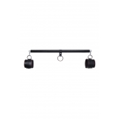 Черная распорка для ног с кожаными манжетами - Pecado - купить с доставкой в Комсомольске-на-Амуре