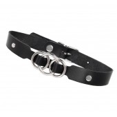 Черный кожаный ошейник со связанными кольцами - Pecado - купить с доставкой в Комсомольске-на-Амуре
