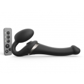 Черный безремневой страпон Multi Orgasm Size S с клиторальной стимуляцией - Strap-on-me - купить с доставкой в Комсомольске-на-Амуре