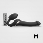 Черный безремневой страпон Multi Orgasm Size M с клиторальной стимуляцией - Strap-on-me - купить с доставкой в Комсомольске-на-Амуре