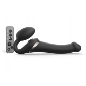 Черный безремневой страпон Multi Orgasm Size M с клиторальной стимуляцией - Strap-on-me - купить с доставкой в Комсомольске-на-Амуре