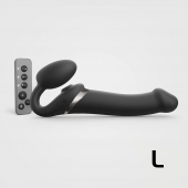 Черный безремневой страпон Multi Orgasm Size L с клиторальной стимуляцией - Strap-on-me - купить с доставкой в Комсомольске-на-Амуре