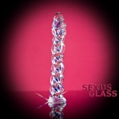 Прозрачный фаллос из стекла со спиралью - 18 см. - Sexus купить с доставкой в интернет-магазине Orgasmix в Комсомольске-на-Амуре Прозрачный фаллос из стекла со спиралью - 18 см. - Sexus