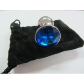 Анальное украшение BUTT PLUG  Small с синим кристаллом - 7 см. - Anal Jewelry Plug - купить с доставкой в Комсомольске-на-Амуре Анальное украшение BUTT PLUG  Small с синим кристаллом - 7 см. - Anal Jewelry Plug - купить с доставкой в Комсомольске-на-Амуре