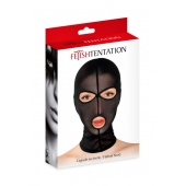 Черная сетчатая маска на голову с отверстиями для глаз и рта - Fetish Tentation - купить с доставкой в Комсомольске-на-Амуре