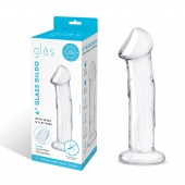 Прозрачный стеклянный фаллоимитатор 6’’ Glass Dildo With Veins   Flat Base - 15,2 см. - Glas