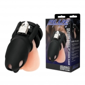 Черная клетка для пениса Silicone Small 2 in Cock Cage With Ball Divider - BlueLine - купить с доставкой в Комсомольске-на-Амуре