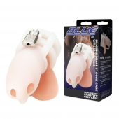 Белая клетка для пениса Silicone Small 2 in Cock Cage With Ball Divider - BlueLine - купить с доставкой в Комсомольске-на-Амуре