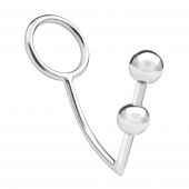 Кольцо на пенис с анальным стимулятором Two Bead Stainless Steel Anal Hook   Cock Ring - BlueLine - в Комсомольске-на-Амуре купить с доставкой