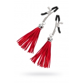 Зажимы на соски «Прищепки» с красными кисточками из замши - Pecado - купить с доставкой в Комсомольске-на-Амуре