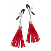 Зажимы на соски «Прищепки» с красными кисточками из замши - Pecado - купить с доставкой в Комсомольске-на-Амуре