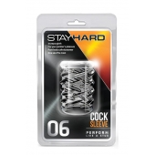Прозрачная насадка с объёмными чёрточками STAY HARD COCK SLEEVE 06 CLEAR - Blush Novelties - в Комсомольске-на-Амуре купить с доставкой