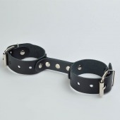 Черные кожаные наручники-фиксатор - Sitabella - купить с доставкой в Комсомольске-на-Амуре