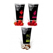 Набор из 3 съедобных лубрикантов JUJU (клубника, малина, кокос) - JuJu - купить с доставкой в Комсомольске-на-Амуре