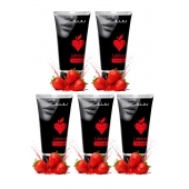 Набор из 5 съедобных лубрикантов JUJU со вкусом клубники - JuJu - купить с доставкой в Комсомольске-на-Амуре