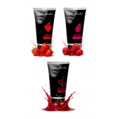 Набор из 3 съедобных лубрикантов JUJU (клубника, малина, вишня) - JuJu - купить с доставкой в Комсомольске-на-Амуре