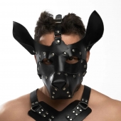 Черная кожаная маска «Собака» - Crazy Handmade - купить с доставкой в Комсомольске-на-Амуре