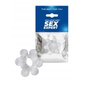Прозрачное эрекционное кольцо с 6 стимулирующими шариками - Sex Expert - в Комсомольске-на-Амуре купить с доставкой