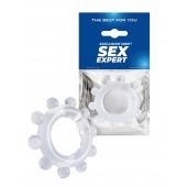 Прозрачное эрекционное кольцо со стимулирующими шариками - Sex Expert - в Комсомольске-на-Амуре купить с доставкой