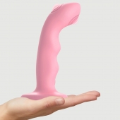Розовая насадка-стимулятор Strap-On-Me Tapping Dildo Wave - Strap-on-me - купить с доставкой в Комсомольске-на-Амуре