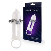 Эластичная насадка на пенис с подхватом мошонки и стимулирующими «ресничками» - Sextaz - в Комсомольске-на-Амуре купить с доставкой