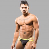 Черные мужские трусы-стринги с 2 боковыми бретелями - Romeo Rossi купить с доставкой