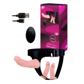 Женский страпон с 3 насадками и вибрацией - Erowoman-Eroman - купить с доставкой в Комсомольске-на-Амуре