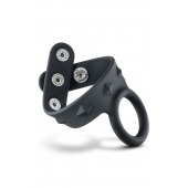 Черное эрекционное кольцо с подхватом мошонки на кнопках VS6 - Blush Novelties - в Комсомольске-на-Амуре купить с доставкой