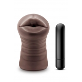 Коричневый мастурбатор-ротик Krystal Vibrating Masturbator - Blush Novelties - в Комсомольске-на-Амуре купить с доставкой