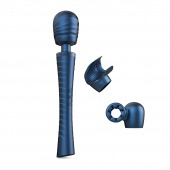 Синий вибромассажёр с насадками Man.wand Edgy - Manwan - в Комсомольске-на-Амуре купить с доставкой