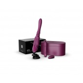 Фиолетовая секс-машина с функцией нагрева, насадками и присоской Sesh - Zalo - купить с доставкой в Комсомольске-на-Амуре