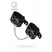 Черные оковы из толстой кожи с люверсами - Pecado - купить с доставкой в Комсомольске-на-Амуре