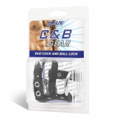 Утяжка на пенис на замочке Duo Cock And Ball Lock - BlueLine - купить с доставкой в Комсомольске-на-Амуре